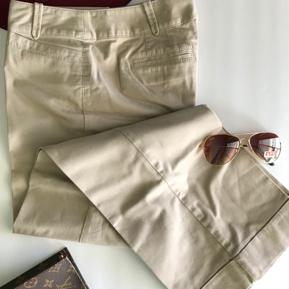Cream-taupe color loft trouser pants